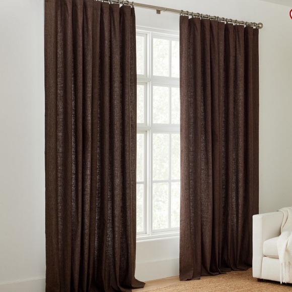 Pottery Barn Other - Pottery Barn Emery Linen Curtain in Expresso 100x84